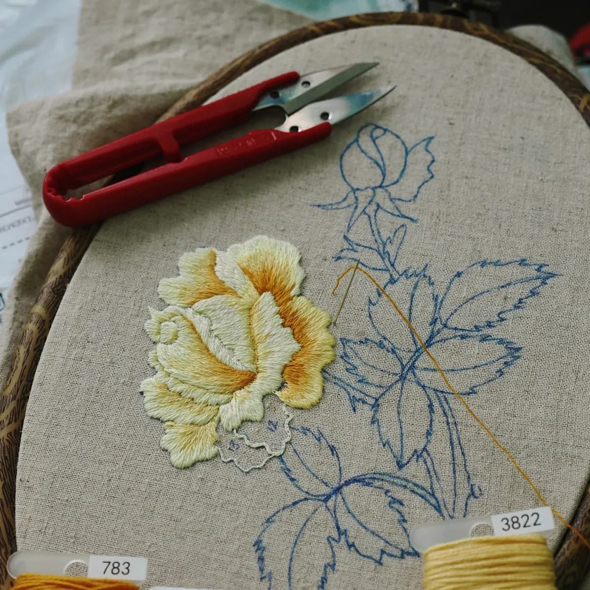 Hand-Embroidered Floral Hoop Wall Art (6 inch)
